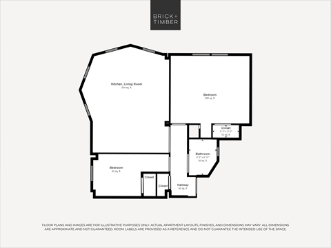 Floor plan for 2 beds, 1 bath, 751 sqft
